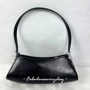 Kate Spade Frankie Textured Patent Leather Small East West Shoulder Bag In Black